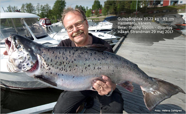 Vänerlax 10.22 kg 93 cm Håkan Strandman 29 maj 2017 rekordfisk trolling trollingfiske outdoor björn blomqvist
